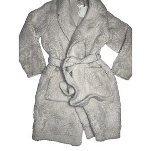 Barefoot Dreams CozyChic Unisex Robe Stone Gray Plush Shawl Collar L/XL NEW